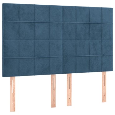 vidaXL Κρεβάτι Boxspring με Στρώμα Σκούρο Μπλε 140x190 εκ. Βελούδινο