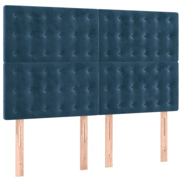 vidaXL Κρεβάτι Boxspring με Στρώμα Σκούρο Μπλε 140x200 εκ. Βελούδινο