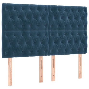 vidaXL Κρεβάτι Boxspring με Στρώμα Σκούρο Μπλε 140x190 εκ. Βελούδινο