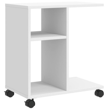 vidaXL Βοηθητικό Τραπέζι με Ρόδες Λευκό 50x30x55cm Επεξεργ. Ξύλο 1 τεμ.