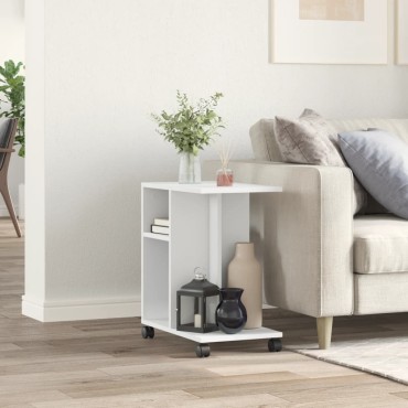 vidaXL Βοηθητικό Τραπέζι με Ρόδες Λευκό 50x30x55cm Επεξεργ. Ξύλο 1 τεμ.