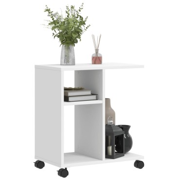 vidaXL Βοηθητικό Τραπέζι με Ρόδες Λευκό 50x30x55cm Επεξεργ. Ξύλο 1 τεμ.