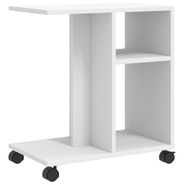 vidaXL Βοηθητικό Τραπέζι με Ρόδες Λευκό 50x30x55cm Επεξεργ. Ξύλο 1 τεμ.