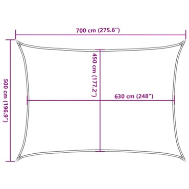 vidaXL Πανί Σκίασης Ορθογώνιο Πορτοκαλί 5x7 μ. από HDPE 160 γρ/μ²