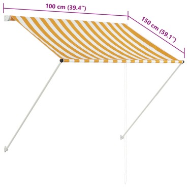 vidaXL Τέντα Συρόμενη Κίτρινο / Λευκό 100 x 150 εκ.