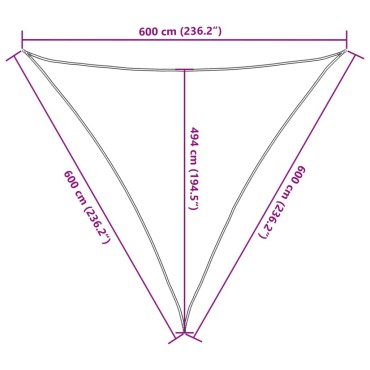 vidaXL Πανί Σκίασης Καφέ 6 x 6 x 6 μ. από HDPE 160 γρ./μ²
