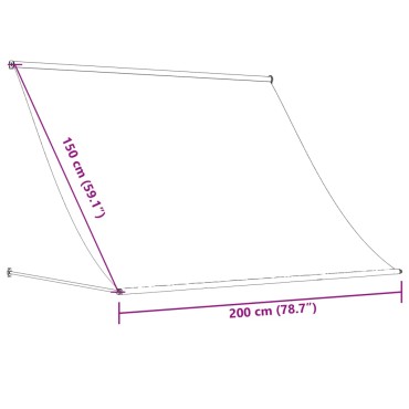 vidaXL Τέντα Συρόμενη Κρεμ 200 x 150 εκ. από Ύφασμα και Ατσάλι