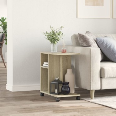 vidaXL Βοηθητικό Τραπέζι με Ρόδες Sonoma Δρυς 50x30x55cm Επεξ. Ξύλο 1 τεμ.