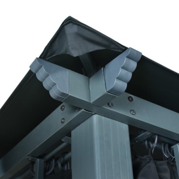 vidaXL Κιόσκι με Κουρτίνα Ανθρακί 300 x 300 εκ. Αλουμινίου