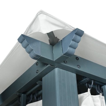 vidaXL Κιόσκι με Κουρτίνα Κρεμ 400 x 300 εκ. Αλουμινίου
