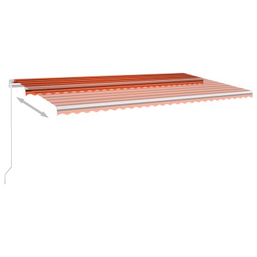vidaXL Τέντα Αυτόματη με LED&Αισθητ. Ανέμου Πορτοκαλί/Καφέ 6x3,5 μ.