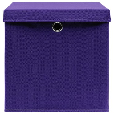 vidaXL Κουτιά Αποθήκευσης με Καπάκια 4 τεμ Μοβ 32x32x32εκ Υφασμάτινα