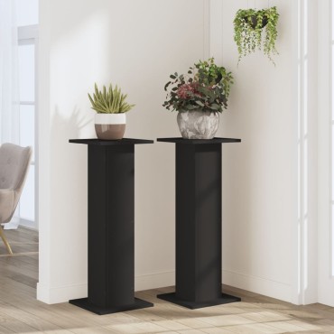 vidaXL Βάσεις Φυτών 2 τεμ. Μαύρες 30x30x80 εκ. από Επεξεργασμένο Ξύλο