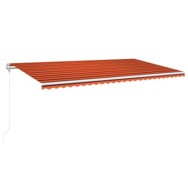 vidaXL Τέντα Αυτόματη με LED&Αισθητ. Ανέμου Πορτοκαλί/Καφέ 600x350 εκ.