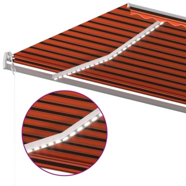 vidaXL Τέντα Αυτόματη με LED&Αισθητ. Ανέμου Πορτοκαλί/Καφέ 600x350 εκ.