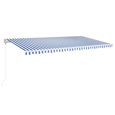 vidaXL Τέντα Αυτόματη με LED & Αισθ. Ανέμου Μπλε/Λευκό 600 x 350 εκ.