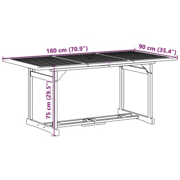 vidaXL Σετ Τραπεζαρίας Κήπου 9 τεμ. 180x90x75cm Μασίφ Ακακία