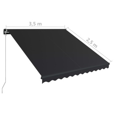 vidaXL Τέντα Συρόμενη Χειροκίνητη Ανθρακί 350 x 250 εκ.