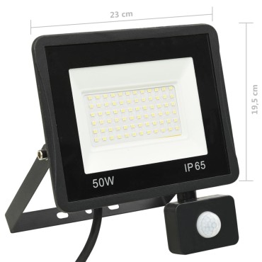 vidaXL Προβολέας LED με Αισθητήρα Ψυχρό Λευκό 50 W