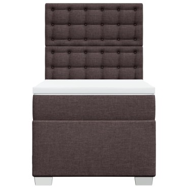 vidaXL Κρεβάτι Boxspring με Στρώμα Σκούρο Καφέ 100x200 εκ. Υφασμάτινο