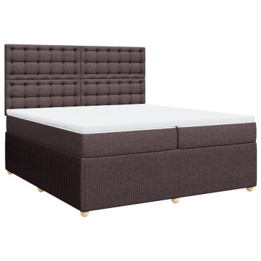 vidaXL Κρεβάτι Boxspring με Στρώμα Σκούρο Καφέ 200x200cm Υφασμάτινο 1 τεμ. - Διπλό