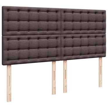 vidaXL Κρεβάτι Boxspring με Στρώμα Σκούρο Καφέ 200x200cm Υφασμάτινο 1 τεμ. - Διπλό