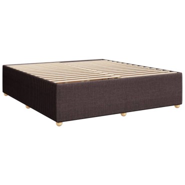 vidaXL Κρεβάτι Boxspring με Στρώμα Σκούρο Καφέ 200x200cm Υφασμάτινο 1 τεμ. - Διπλό