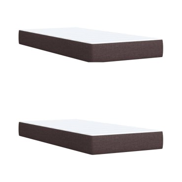 vidaXL Κρεβάτι Boxspring με Στρώμα Σκούρο Καφέ 200x200cm Υφασμάτινο 1 τεμ. - Διπλό