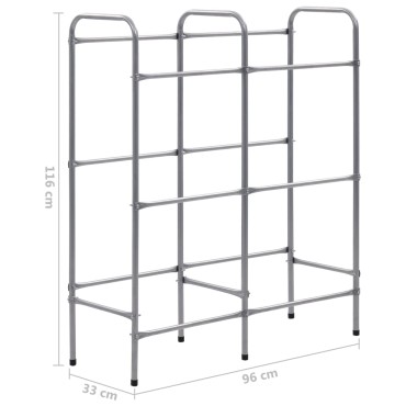 vidaXL Ράφι Αποθήκευσης για 3 Κιβώτια Ασημί 96x33x116 εκ. Ατσάλινο