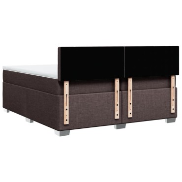 vidaXL Κρεβάτι Boxspring με Στρώμα Σκούρο Καφέ 200x200 εκ. Υφασμάτινο
