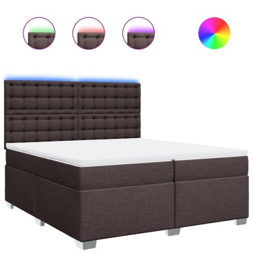 vidaXL Κρεβάτι Boxspring με Στρώμα Σκούρο Καφέ 200x200 εκ. Υφασμάτινο