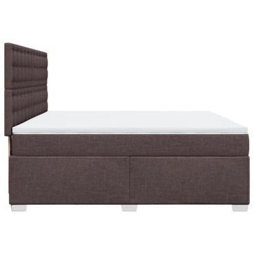 vidaXL Κρεβάτι Boxspring με Στρώμα Σκούρο Καφέ 200x200 εκ. Υφασμάτινο