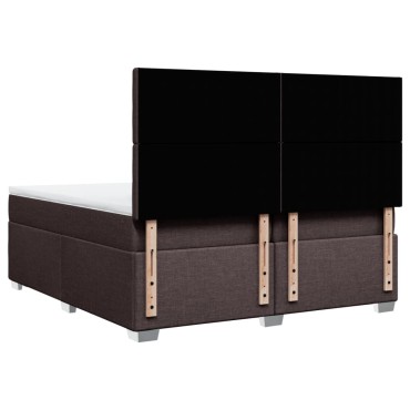 vidaXL Κρεβάτι Boxspring με Στρώμα Σκούρο Καφέ 200x200 εκ. Υφασμάτινο