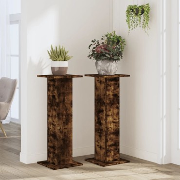 vidaXL Βάσεις Φυτών 2Τεμ. Καπνιστή Δρυς 30x30x80εκ. Επεξεργασμένο Ξύλο