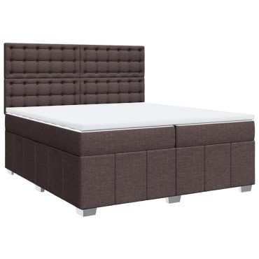 vidaXL Κρεβάτι Boxspring με Στρώμα Σκούρο Καφέ 200x200cm Υφασμάτινο 1 τεμ. - Διπλό