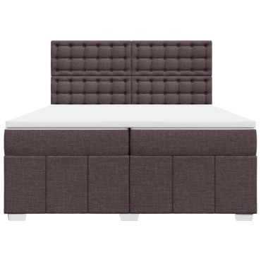vidaXL Κρεβάτι Boxspring με Στρώμα Σκούρο Καφέ 200x200cm Υφασμάτινο 1 τεμ. - Διπλό