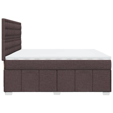 vidaXL Κρεβάτι Boxspring με Στρώμα Σκούρο Καφέ 200x200cm Υφασμάτινο 1 τεμ. - Διπλό
