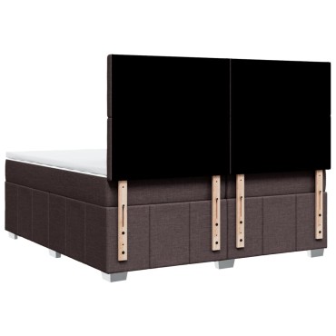 vidaXL Κρεβάτι Boxspring με Στρώμα Σκούρο Καφέ 200x200cm Υφασμάτινο 1 τεμ. - Διπλό