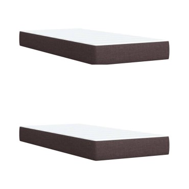 vidaXL Κρεβάτι Boxspring με Στρώμα Σκούρο Καφέ 200x200cm Υφασμάτινο 1 τεμ. - Διπλό