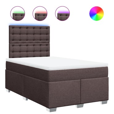 vidaXL Κρεβάτι Boxspring με Στρώμα Σκούρο Καφέ 120x200 εκ. Υφασμάτινο