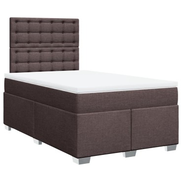 vidaXL Κρεβάτι Boxspring με Στρώμα Σκούρο Καφέ 120x200 εκ. Υφασμάτινο