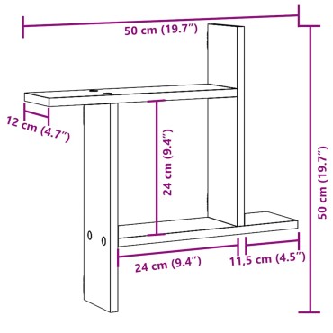 vidaXL Ραφιέρες Τοίχου 2 τεμ. Όψη Παλαιού Ξύλου 50x12x50cm Επεξ. Ξύλο