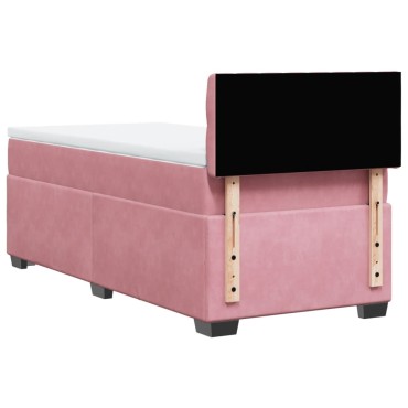 vidaXL Κρεβάτι Boxspring με Στρώμα Ροζ 100x200 εκ. Βελούδινο