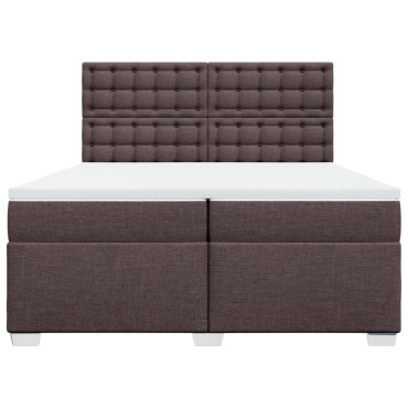 vidaXL Κρεβάτι Boxspring με Στρώμα Σκούρο Καφέ 200x200 εκ. Υφασμάτινο