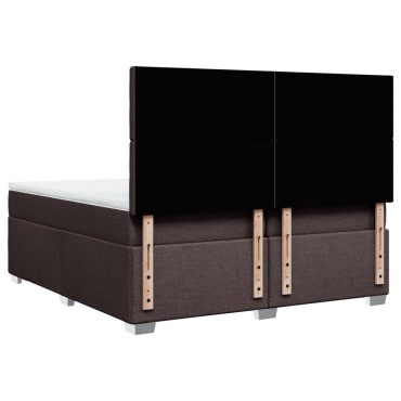 vidaXL Κρεβάτι Boxspring με Στρώμα Σκούρο Καφέ 200x200 εκ. Υφασμάτινο