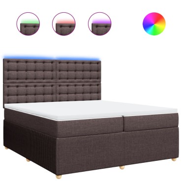 vidaXL Κρεβάτι Boxspring με Στρώμα Σκούρο Καφέ 200x200cm Υφασμάτινο 1 τεμ. - Διπλό