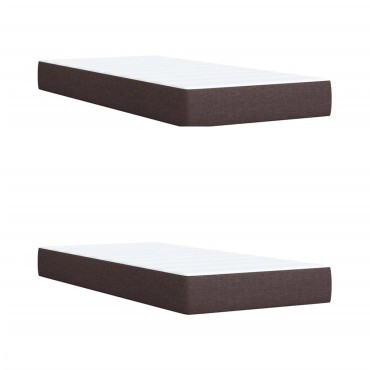 vidaXL Κρεβάτι Boxspring με Στρώμα Σκούρο Καφέ 200x200cm Υφασμάτινο 1 τεμ. - Διπλό