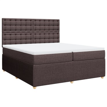 vidaXL Κρεβάτι Boxspring με Στρώμα Σκούρο Καφέ 200x200cm Υφασμάτινο 1 τεμ. - Διπλό