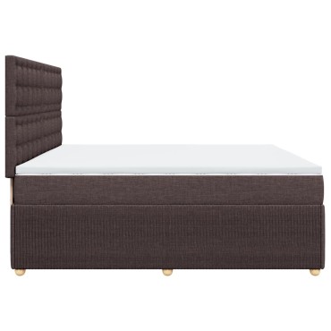 vidaXL Κρεβάτι Boxspring με Στρώμα Σκούρο Καφέ 200x200cm Υφασμάτινο 1 τεμ. - Διπλό