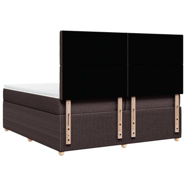vidaXL Κρεβάτι Boxspring με Στρώμα Σκούρο Καφέ 200x200cm Υφασμάτινο 1 τεμ. - Διπλό